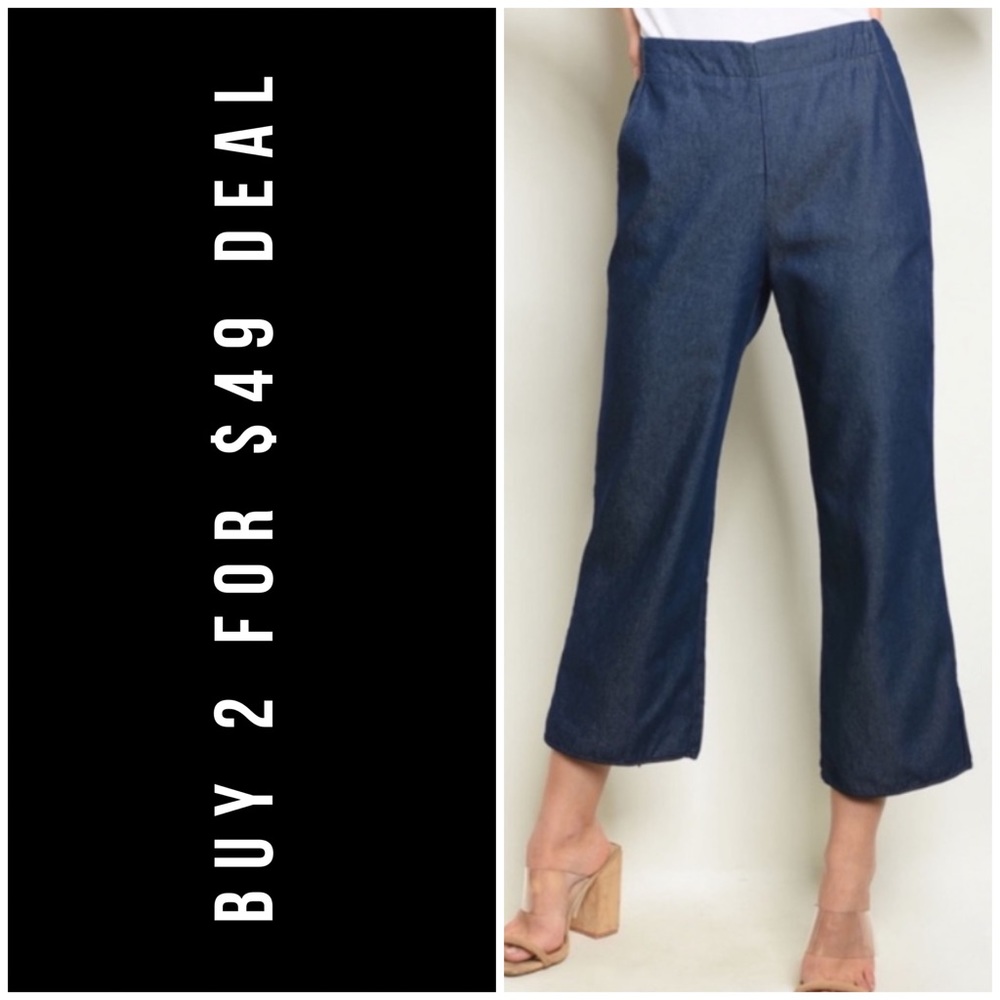 Chambray Cropped Jeans